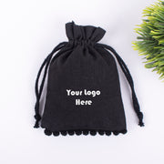 Black Bottom Pompom Small Jewelry Packaging, Drawstring Pouches - CraftJaipur